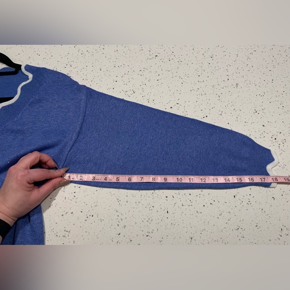 Misslook Marbled Blue Scalloped Neck Line & Hem Sweater Sz M NWOT - Picture 9 of 10